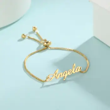 

Teamer Custom Name Bracelets For Women Girls Customized Adjustable Personalized Stainless Steel Unique Fashion Jewelry Gifts
