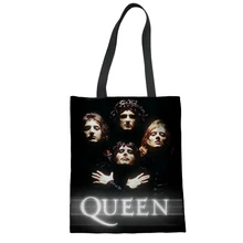 Женская холщовая ручная сумка-тоут, сумка для покупок, королевская Фредди Меркурий, пляжные сумки с принтом для женщин, рюкзак, сумка через плечо, льняная Сумочка, Bolsa