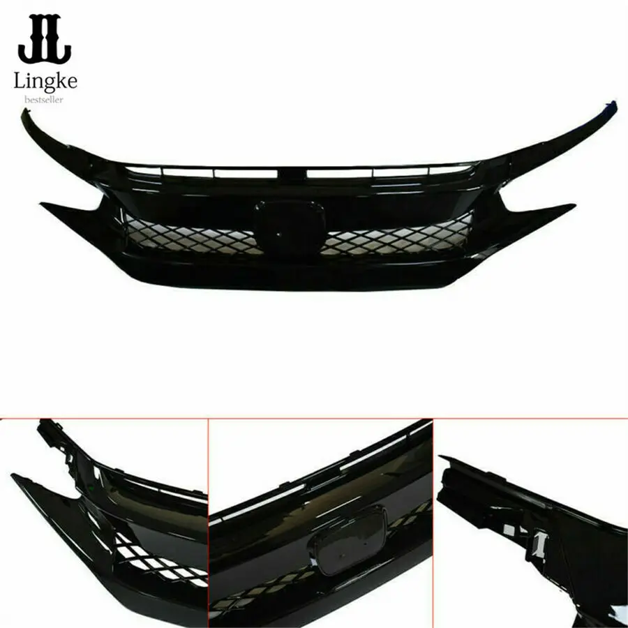 

ABS Front Bumper Grille Hood Mesh Grill Guards For Honda Civic FK8 Type-R 16-18