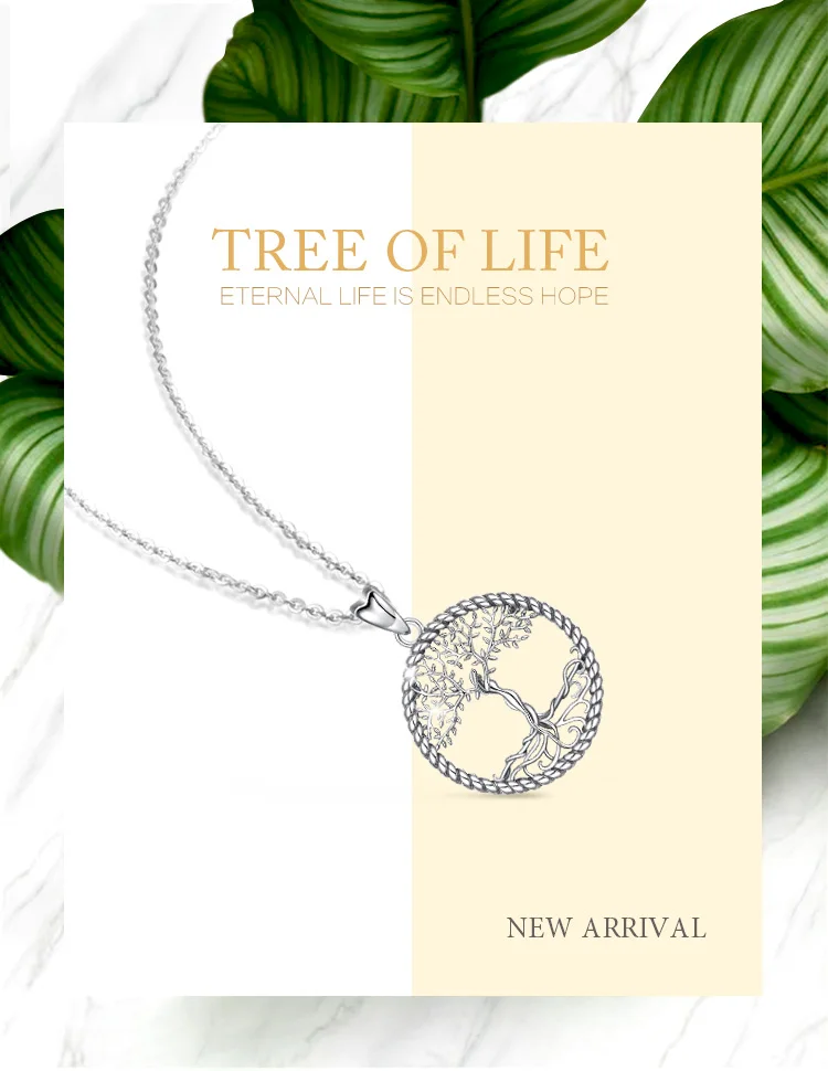 Ожерелье из стерлингового серебра 925 пробы с подвеской в виде дерева жизни, цельное серебряное дерево и ожерелье богини, ювелирные украшения с коробкой CYD475