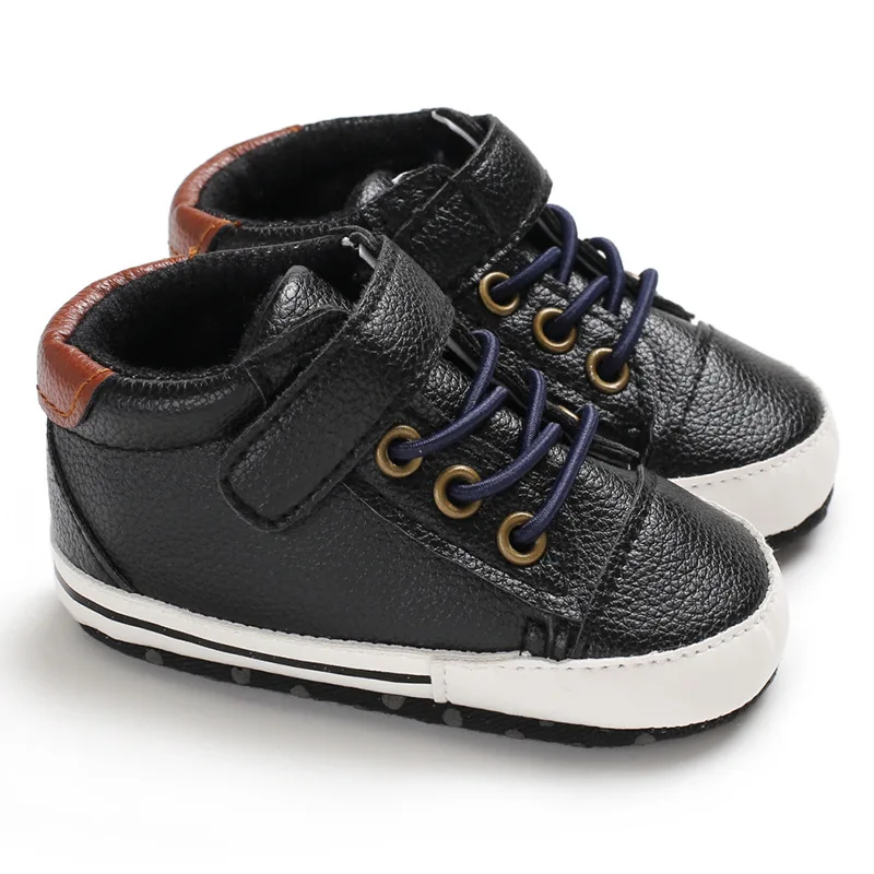 Детская обувь; сезон весна-осень; Повседневная Удобная нескользящая обувь с мягкой подошвой для мальчиков 0-1 лет; обувь для малышей - Цвет: Черный
