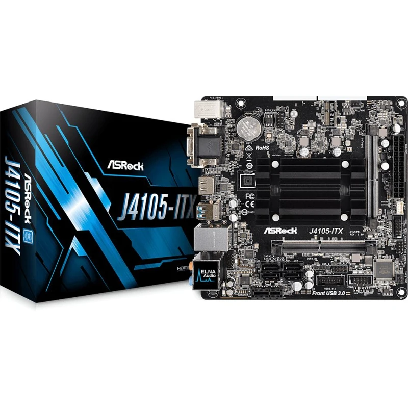 Материнская плата Asrock J4105-ITX 2xDDR4 mini-ITX AC`97 8ch(7.1) GbLAN+VGA+DVI+HDMI