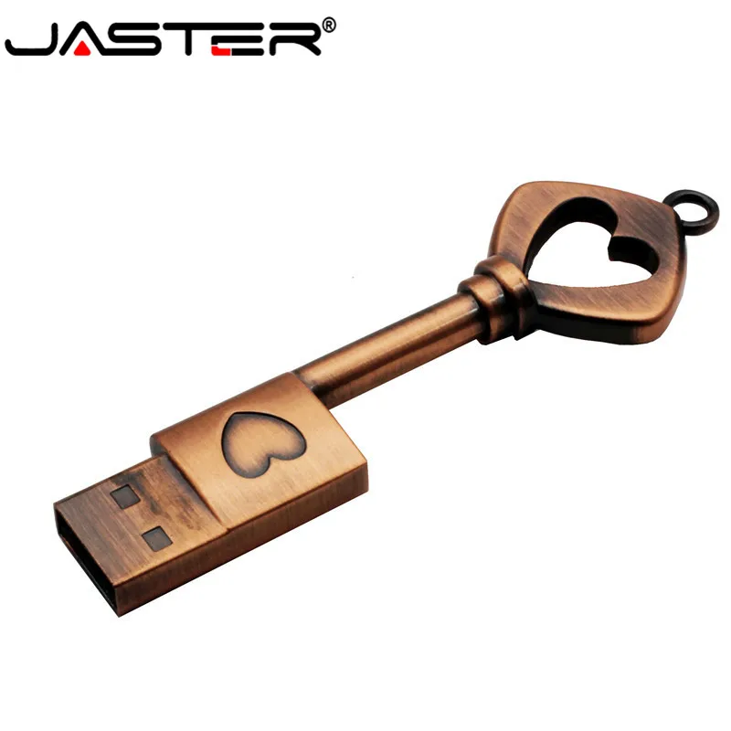 JASTER винтажный медный ключ USB 2 0 привод 4 ГБ/8 ГБ/USB/16 ГБ/32 ГБ фото Память Диск