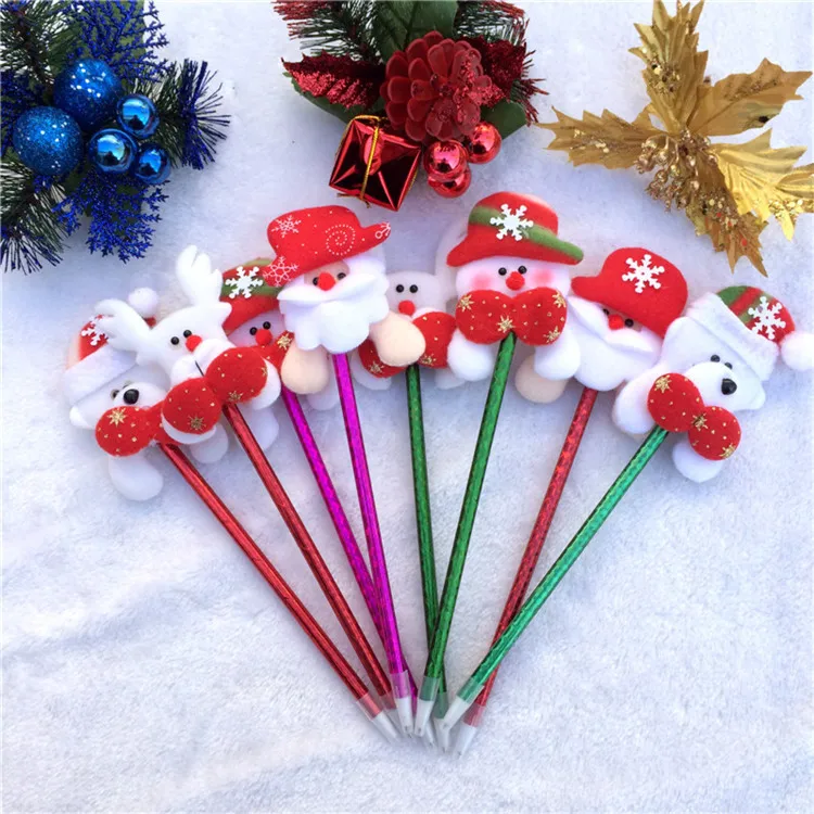 Светящаяся пушистая Рождественская ручка Новогодний подарок с фигуркой Санты Клаус ручка Милая Рождественская ручка Рождественский подарок