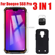 3-em-1 caso de vidro para doogee s68 pro protetor de tela de vidro proteção total para doogee s68 pro lente da câmera de vidro