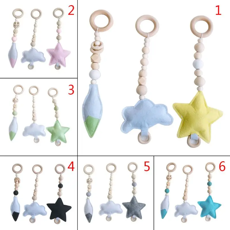 Nordic Style Ring-pull Baby Gym Toy Sensory Nursery Kids Room Infant Toddler Clothes Wooden Frame Rack Decoration