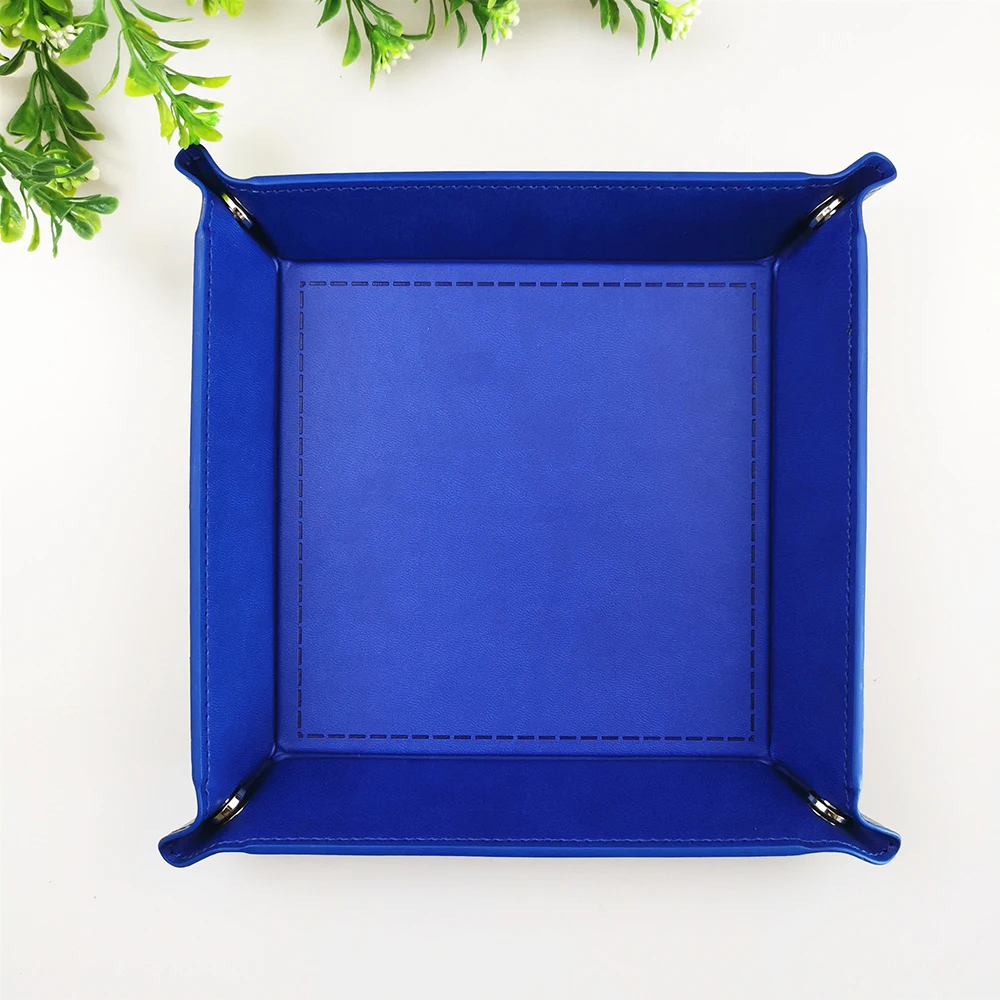 1 Pcs 18x18cm Four Corners PU Leather Tray Change Tray Sundries Storage Box Dried Fruit Plate Desktop Storage Tray - Цвет: F