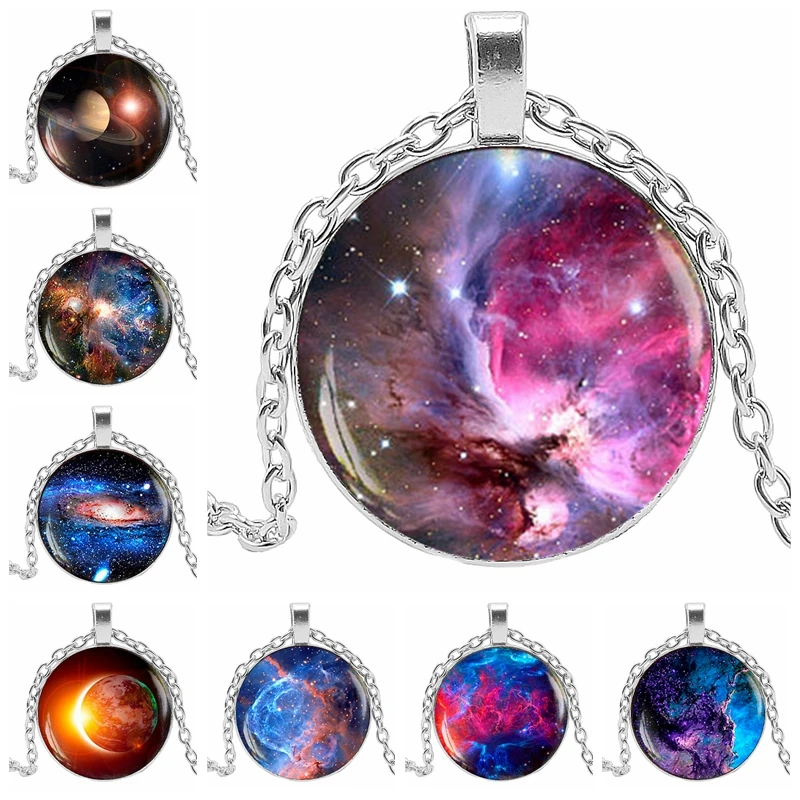

2019 new dream Nice Nebula necklace various Galaxy space pattern glass alloy necklace pendant solar system popular jewelry
