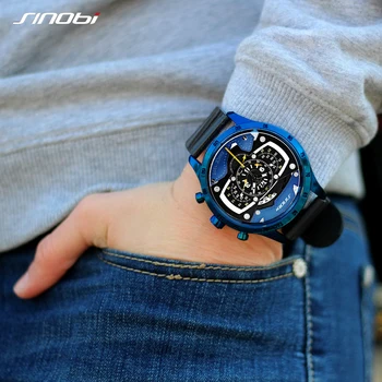 

Relojes Hombre SINOBI Car Creative Men Watch Mens Fashion Speed Racing Sport Time Chronograph Silicone Watches Quartz Wristwatch