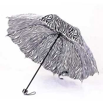 

Sun Rain Umbrellas Zebra Leopard Design Black Coating Sunny and Rainy Protect Umbrella For Woman Female Girls