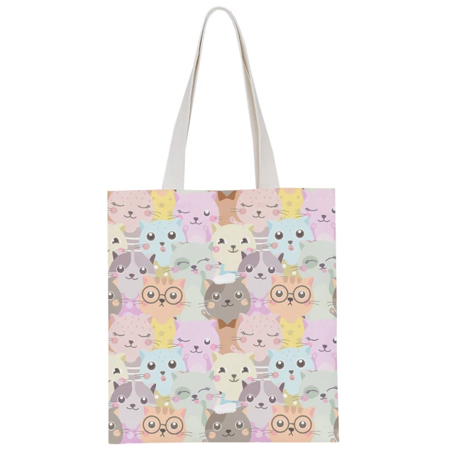 New Fashion Ladies Canvas Shoulder Bag Cute Animal Pink Sweet Girl Handbag Casual Harajuku Light Storage Bag Funny Shopping Bag style5