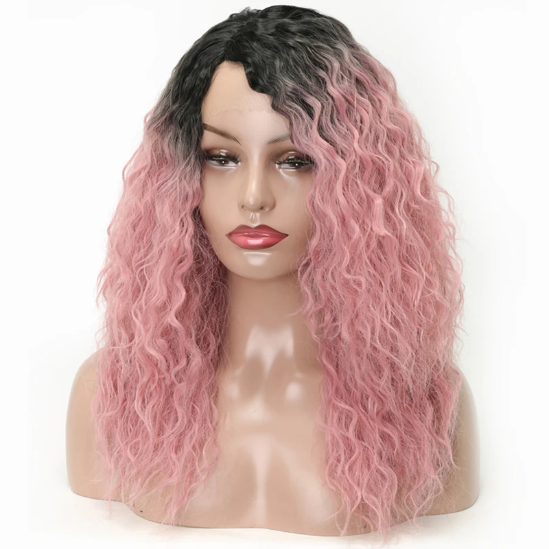 XINRAN розовый Омбре парик длинные волнистые термостойкие волокна синтетические волосы парик на кружеве парики для черных/белых женщин