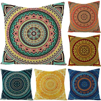 

Pillow Cover Cushion Covers Bohemian Mandala Style Linen Pillowcloth Decoration for Home Car Bed Sofa Living Room