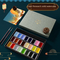 24 Color Gouache Watercolor Paint High Quality Solid Aquarela Painting Tool Set for Art Students for Beginners Solid Pigment