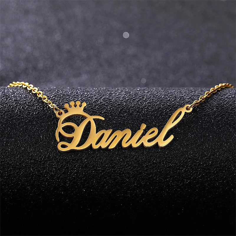 

Personalized Name Crown Necklace Stainless Steel Charm Custom Name Jewelry Any Name Lots Of Font Style To Choose For Girl Kids