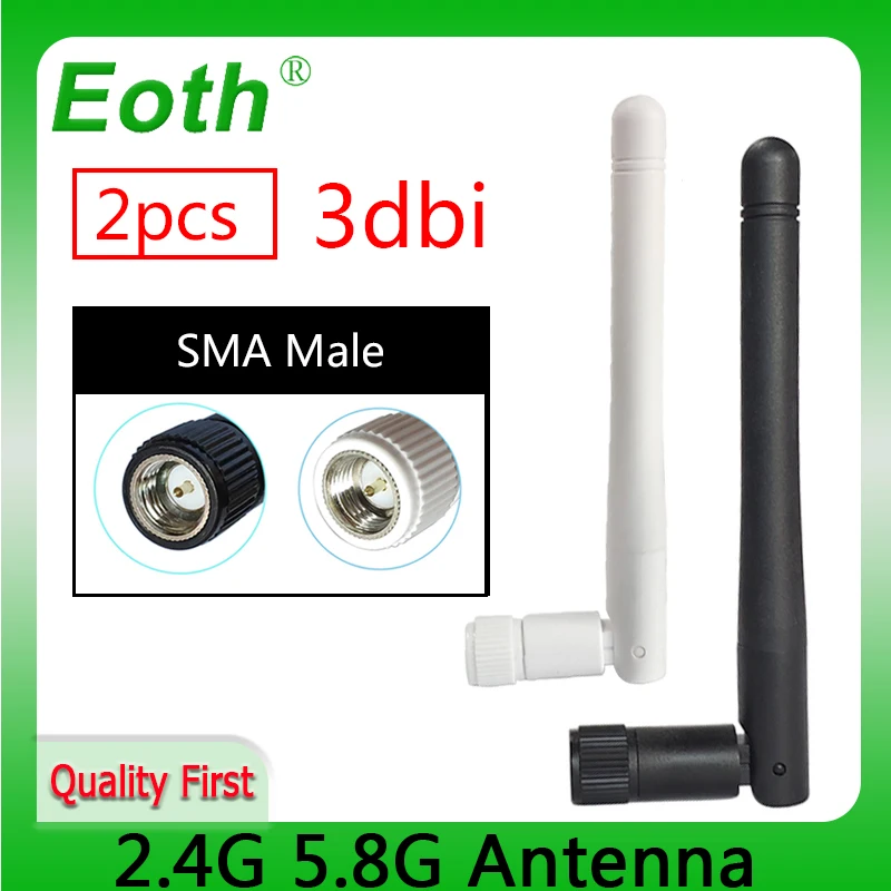 eoth 2pcs iot wifi Antenna 5.8 Ghz 2.4ghz 3dBi SMA Male Connector Dual Band 2.4G 5.8G pbx Antenne wireless router antena 11.8cm high gain mobile radio antenna uhf vhf dual band 144 430mhz uhf m connector two way radio aerial for mobile car radio