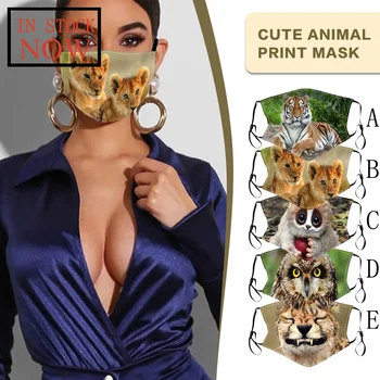 

Adult Fashion Animal Printed Mask Can Be Washed With Filter Dust Mouth Cover Women Men Washable Reusable Mouth Mask Mascarillas