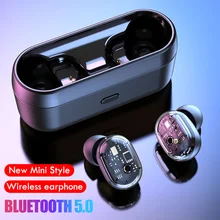 V5.0 беспроводные наушники Bluetooth наушники с сенсорным управлением IPX7 водонепроницаемые с 3000 мАч зарядным устройством гарнитура с микрофоном