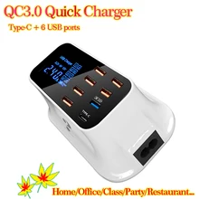 Умное универсальное 8 Портовое USB зарядное устройство Быстрая зарядка 3,0 тип-c настенное мобильное зарядное устройство для Xiaomi samsung s10 iphone X 7 адаптер LG Hub