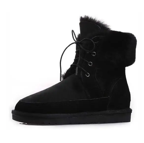 SHUANGGUN/классические зимние ботинки в австралийском стиле ботинки на меху и овчине утепленная хлопковая обувь женские зимние ботинки - Цвет: black