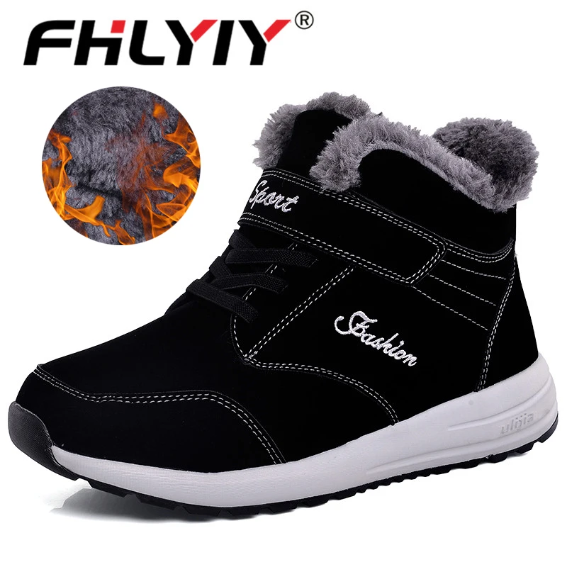 

Fhlyiy Plush Non-Slip Sneakers Keep Warm Leather Boots Men Black Back To The Future Rubber Men'S Winter Boots