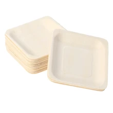 100Pcs Disposable Square Wooden Plates Portable Tableware for Birthday Party Wedding Restaurant Picnic Barbecue 140X140Mm