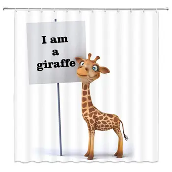 

Cartoon Giraffe Shower Curtains Animal Series 69 x 70 Inch Waterproof Polyester Fabric Home Bathroom Decor Supplies Accessories