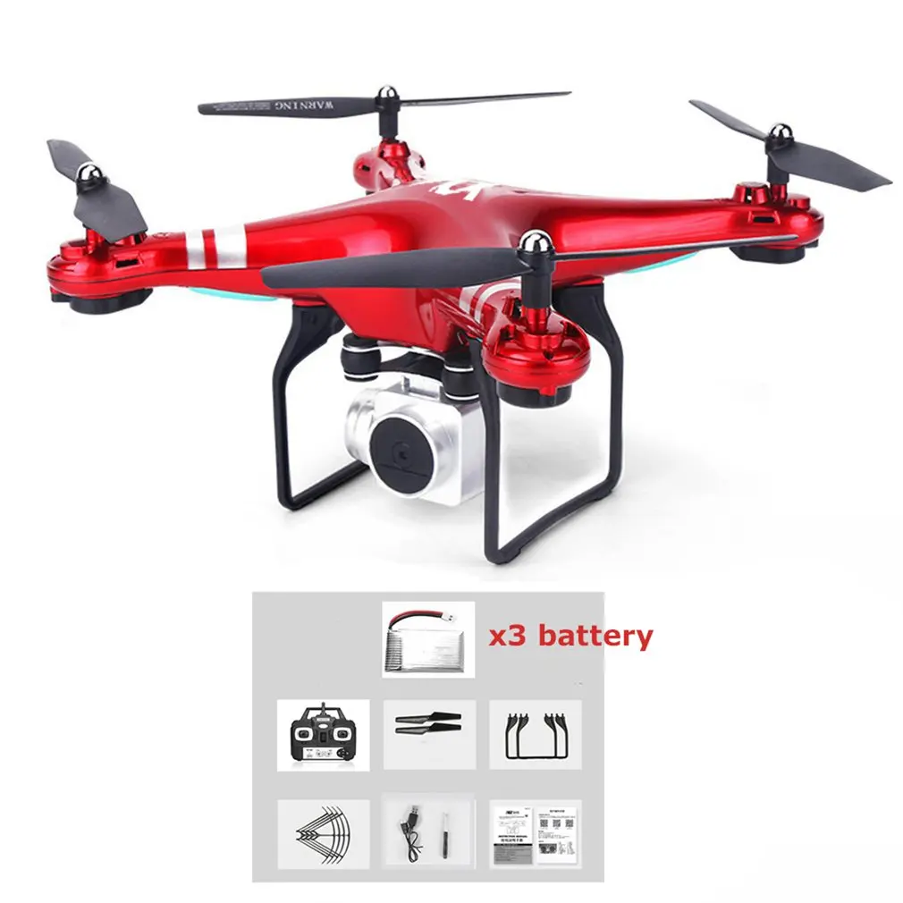 SH5HD FPV Дрон с 1080P wifi камерой Дрон живое видео высота 2,4 ГГц 4 канала 6 оси гироскопа Вертолет с 2/3 батареями - Цвет: Red 0.3MP 3B