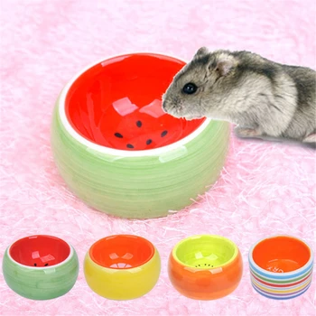 

Ceramics Hamster Bowl Food Feeding Prevent Turning Over Drinking Water Round Porcelain Dish Rabbit Squirrel Feeder for Small Pet