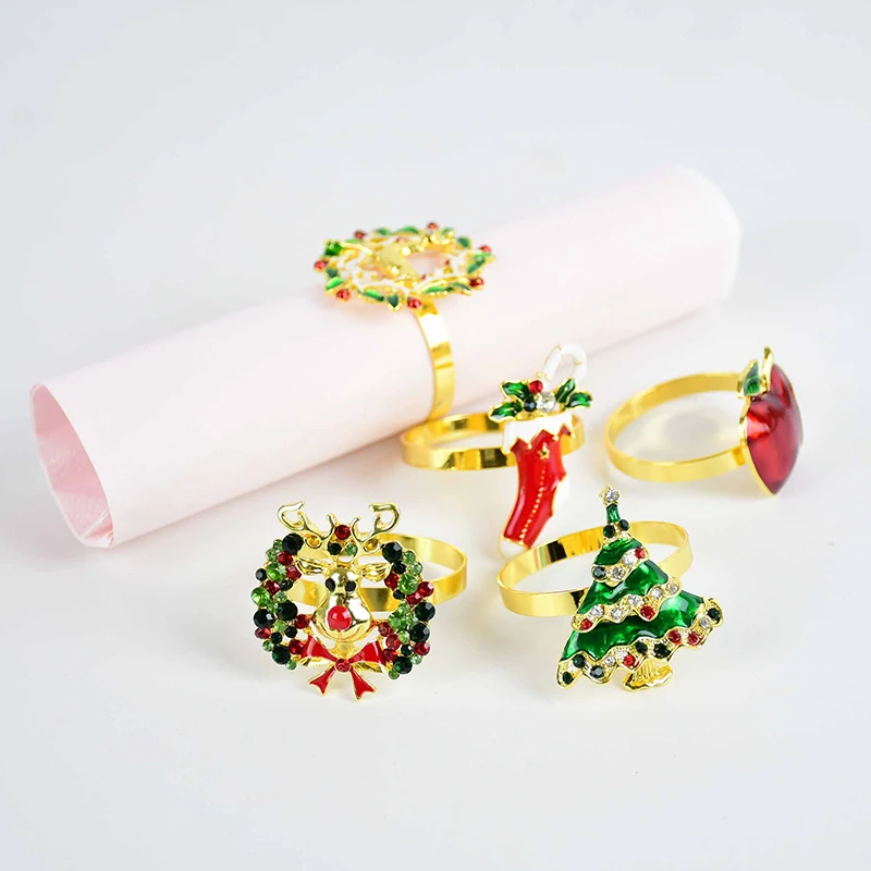 1 шт. металлический рождественские кольца для салфеток с бантиком цветочный