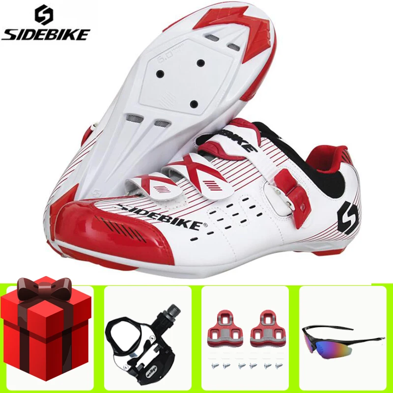 SIDEBIKE/Мужская обувь для велоспорта; Набор очков; sapatilha ciclismo; Ультралегкая дышащая обувь с блокировкой для триатлона; гоночная велосипедная обувь - Цвет: add all