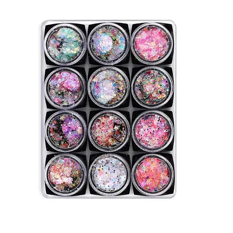 Colors Nail Glitter Chunky Flakes Sparkly Nail Art Sequins Nail Powder Flakes Manicure Decoration