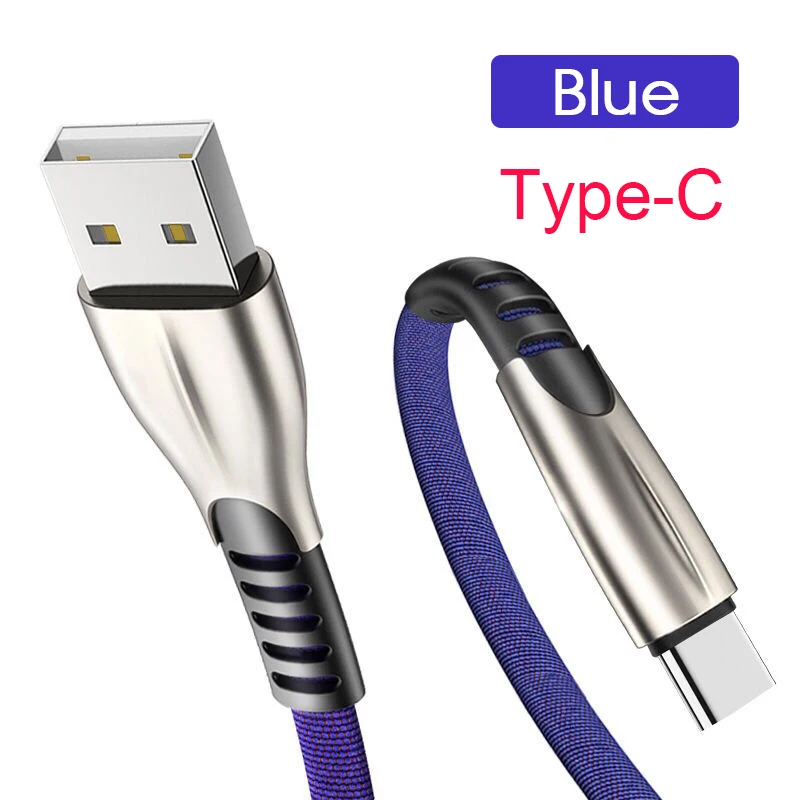 Синий 3а ткань деним Typc C кабель для xiaomi Быстрая зарядка Typc C кабель для samsung телефонный кабель для huawei Typc C Android 1m 2m - Цвет: Синий