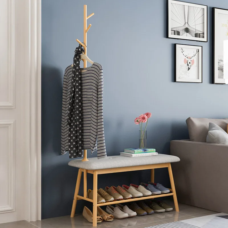 

A Generation of Fat] Moso Bamboo Box Footstool Solid Wood Minimalist Modern Storage Creative Fabric Bamboo Multi-layer Shoe Rack