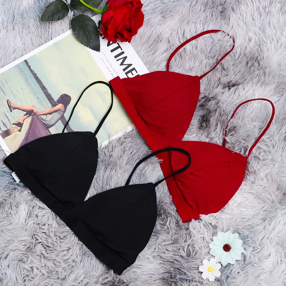 Fit One-Piece Solid Color Thread Bras Push Up Bra Seamless Underwear Thin strap