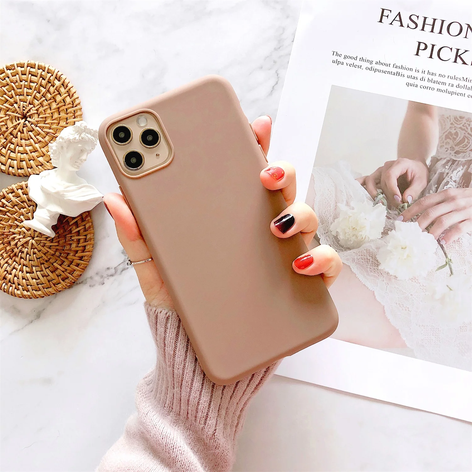 LISCN Мягкий ТПУ чехол для телефона для iPhone 5S 5 6 6splus 7 8 X XS XR Xs Max 11 Pro Max для iPhone 8plus Чехол 9 цветов милый карамельный чехол - Цвет: Brown