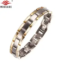 Moocare титановый магнитный браслет для здоровья мужчин металлическая цепочка на запястье позолоченный черный Регулируемый инструмент
