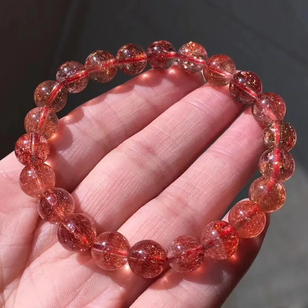 Топ натуральный красный Lepidocrocite КВАРЦ СУПЕР семь 7 мелодий камень браслет 8,5 мм Кристалл Круглые бусины для женщин сертификат AAAAA