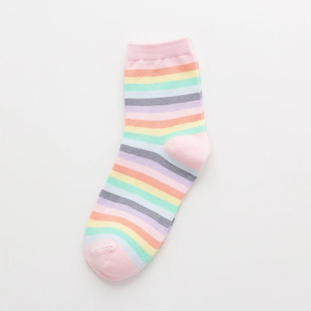 Ins Fashion Pinkycolor Women Socks Girls New Street Sports Warmer Thicken Spring Solid Colorful Middle Tube Soft free shipping Rainbow A