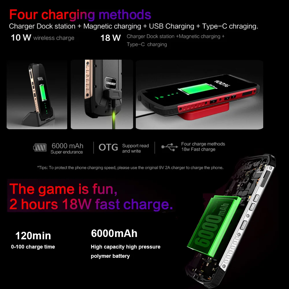 CONQUEST S16 /S16 ATEX IP68 Waterproof Rugged Smartphone Mobile Phone 6.3