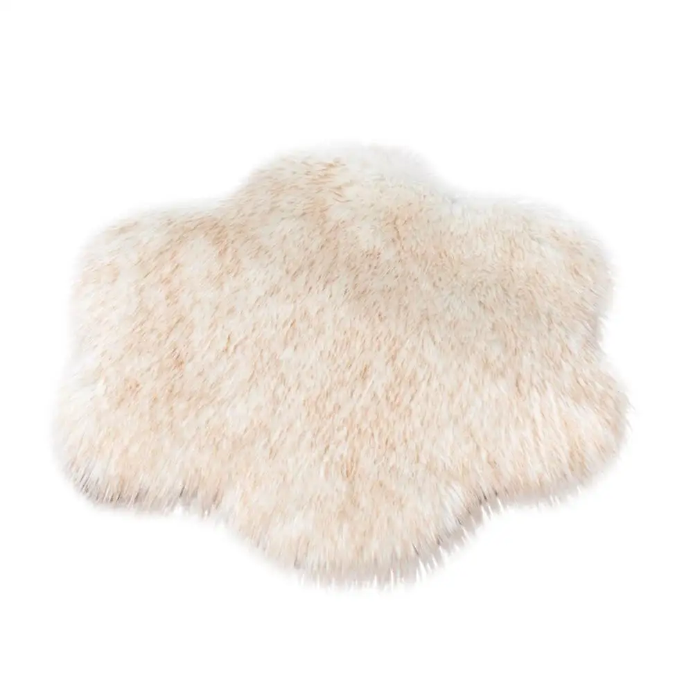 Tapetes Wool Imitation Sheepskin Rugs Faux Fur Non Slip Bedroom Shaggy Carpet Mats#2O21 - Цвет: Beige