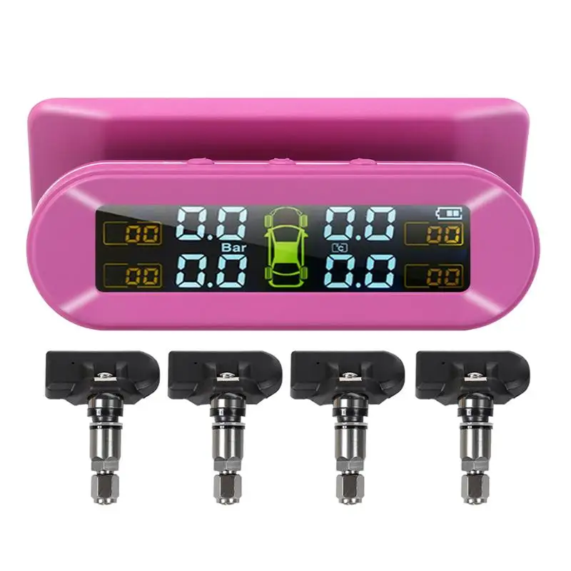Прочный автомобиль TPMS Солнечная usb зарядка Авто контроль давления в шинах температура сигнализации системы с 4 датчиками 67x43 мм - Цвет: Built-in