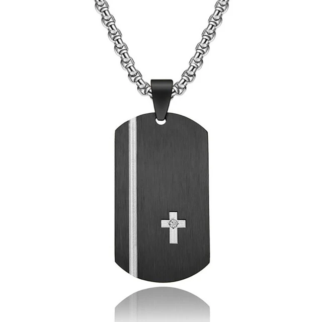 Dog Tag Men's Necklace 22 Inch Chain Stainless Steel Material - AliExpress