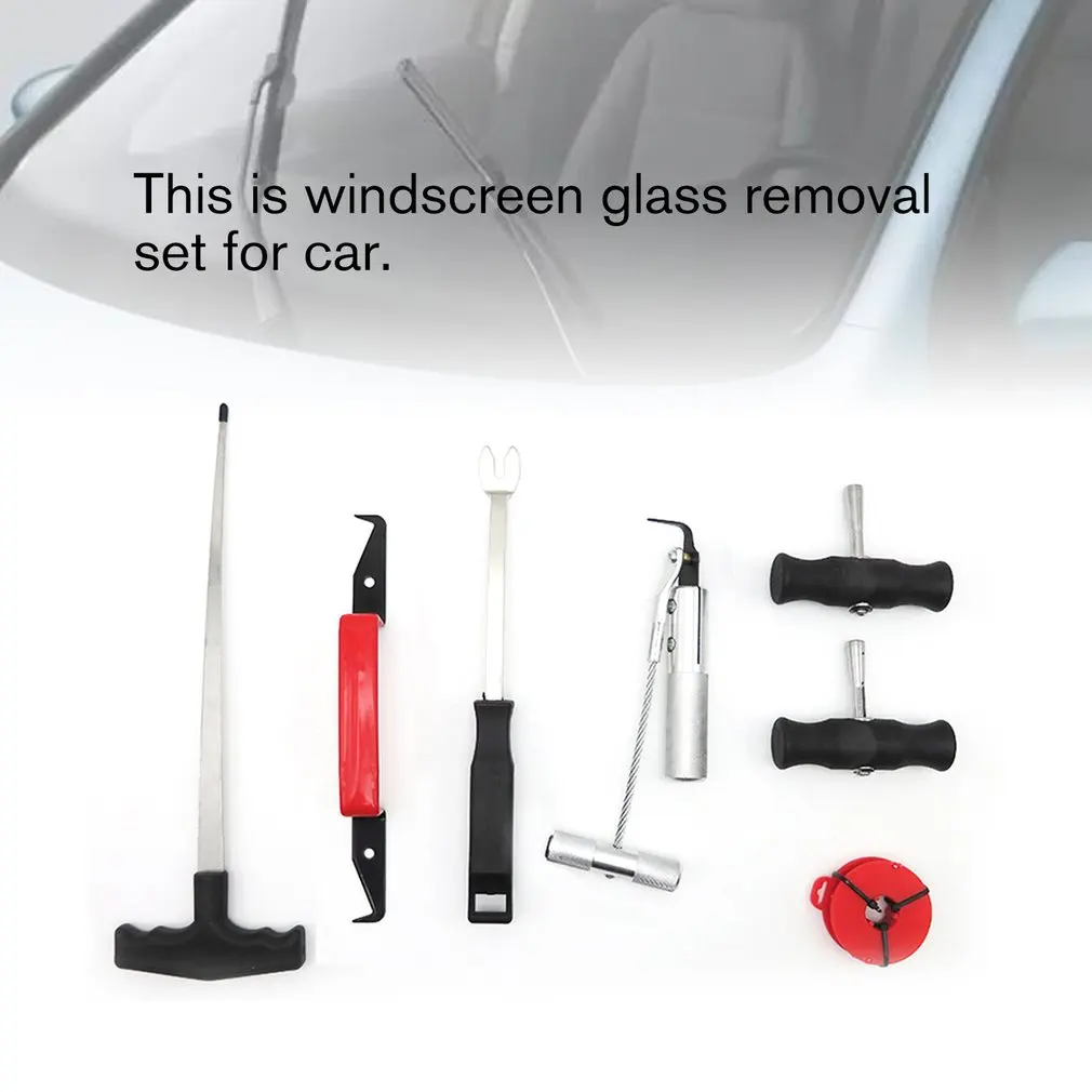 

7PCS Windscreen Glass Removal Set Car Van Windshield Kit Garage Hand Tools Rubber Buckle Glass Glue Scraper Interior Bar
