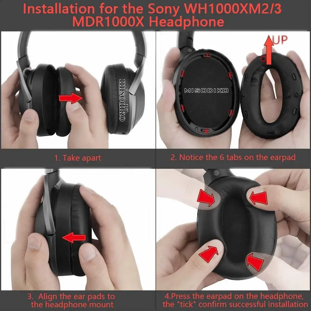 Замена misodiko амбушюры подушки для sony WH-1000XM3, наушники запчасти амбушюры с зажимом кольцо и настройки тон хлопок