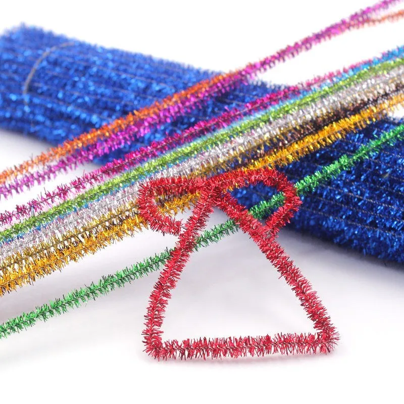 100pcs Glitter Chenille Stems Pipe Cleaners Plush Tinsel Stems