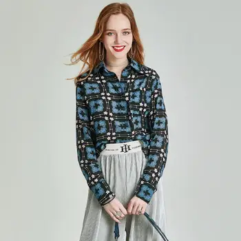 

HAVVA women’s spring new arrivals floral assorted color single-breasted long-sleeve 100% polyester shirt blouse C5140