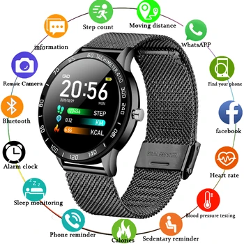 

LIGE 2020 Hot Smart Watch Men OLED Color Screen Heart Rate Blood Pressure Multi-Function Mode Sport smartwatch fitness Tracker