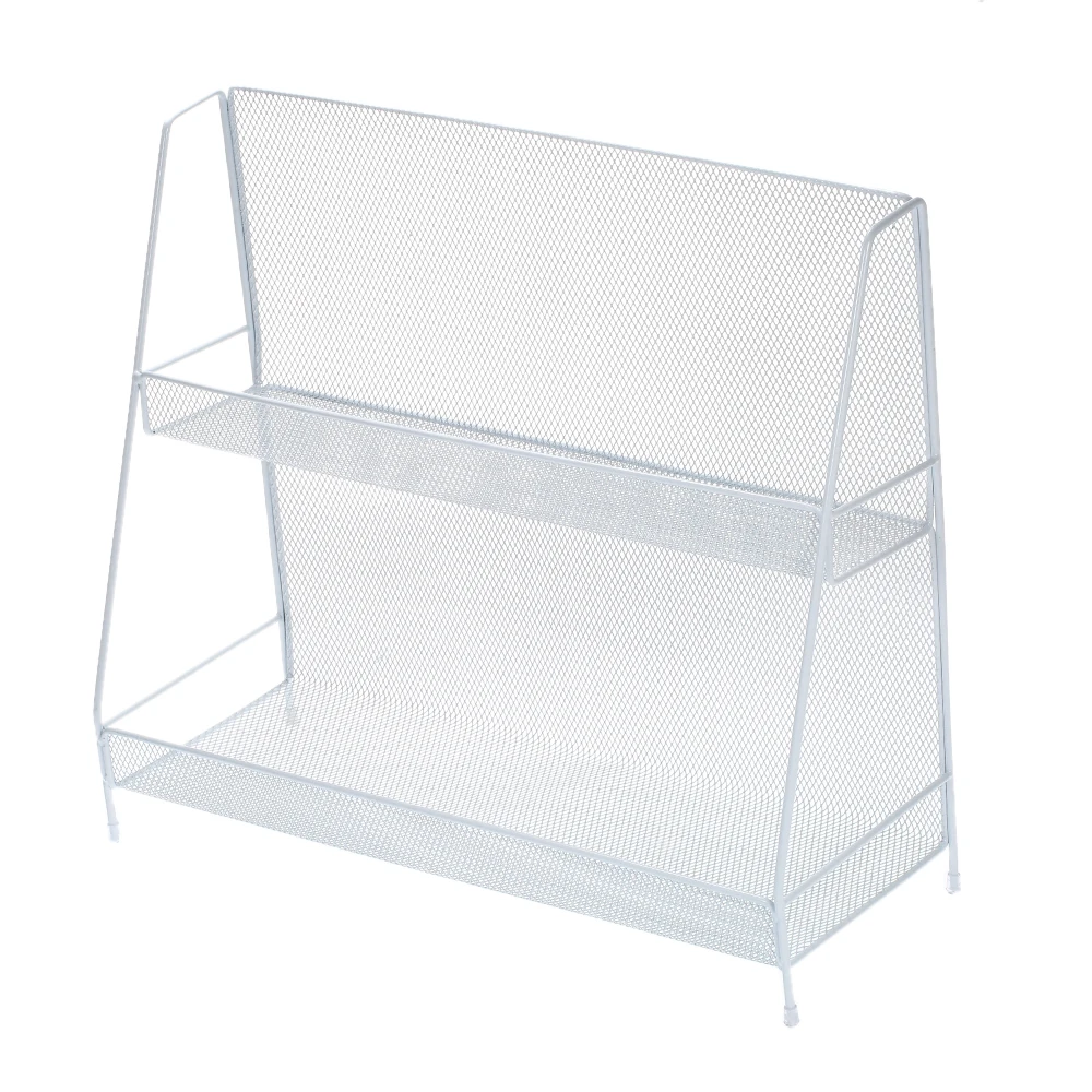 

Hot 2-Tier Basket Storage Organizer Metal Mesh Organizer for Bathroom Countertop Storage Kitchen Spice Rack Counter Storage Shel