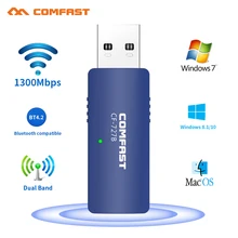 

USB Wifi Adapter 1300Mbps Wi fi Adatper 5ghz Antenna USB Bluetooth Compatible 4.2 Ethernet PC Wi-fi for Computer Music Receiver